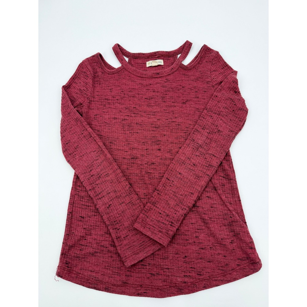 Tucker + Tate Cold Shoulder Long Sleeve Top Burgundy Girls 10/12